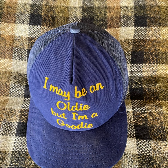 Vintage 70s trucker hat navy gold adjustable snap back one size - Picture 3 of 5